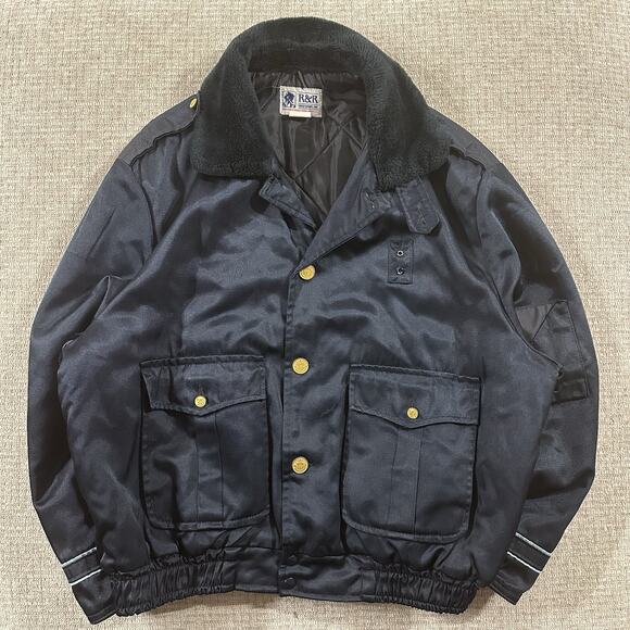 unites service apparel Other - Vintage Police Coat‎ Bomber Uniform Jacket Fur Collar Security Safety Halloween